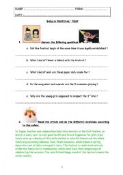 English Worksheet: Special Days Test - step 32 - Dolls Festival, Hina Matsuri (Japan)