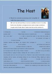The Host movie worksheet