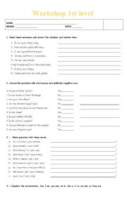 English Worksheet: Workshop