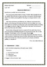 English Worksheet: recycling