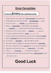 English Worksheet: Correct the mistake 