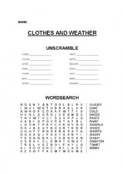 English Worksheet: Clothes and Weather