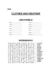 English Worksheet: Clothes and Weather