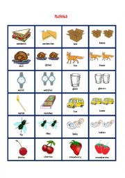 English Worksheet: PLURALS PICTIONARY