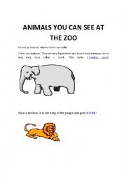 English Worksheet: Animals you can see in the zoo