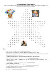 Entertainment Vocabulary Wordsearch