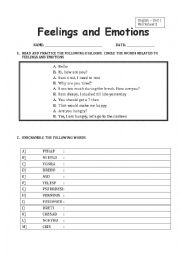 English Worksheet: Emotions vocabulary