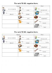 English Worksheet: TO BE - NEGATIVE FORM