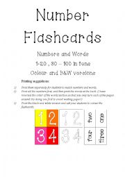 English Worksheet: Number Flashcards