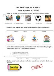 English Worksheet: MY NEW YEAR AT SCHOOL
