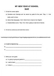 English Worksheet: MY NEW YEAR AT SCHOOL quiz