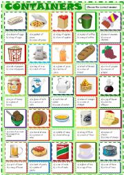 English Worksheet: Containers