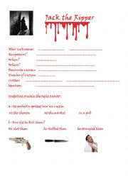 English Worksheet: Jack the Ripper London Dungeon activity worksheet