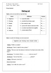 English Worksheet: Eating out group session