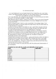English Worksheet: an international class
