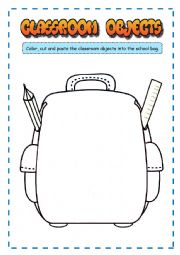 English Worksheet: Classroom Objects - for visual and kinestesic learners (2 pages)