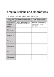 English Worksheet: Amelia Bedelia