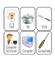 English Worksheet: Jobs Card Game [2/8] [Chef - Computer Technician - Dentist - Doctor]