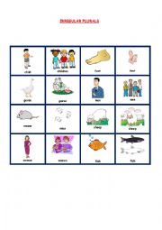 English Worksheet: IRREGULAR PLURALS PICTIONARY