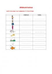 English Worksheet: IRREGULAR PLURALS WORKSHEET