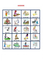 English Worksheet: HOUSEWORK PICTIONARY