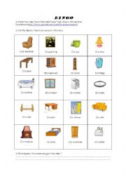 English Worksheet: Bingo : home furniture and objects