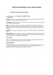 English Worksheet: effective article writing