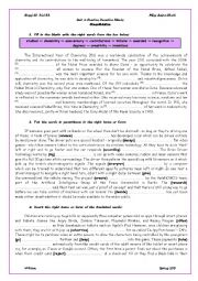 English Worksheet: Unit 3 Revision 