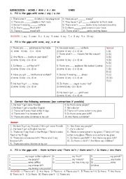 English Worksheet: some and any