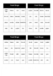 English Worksheet: FOOD BINGO