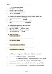 English Worksheet: grammar test for 5th grade