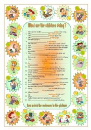 English Worksheet: What are the children doing?