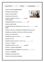 English Worksheet: conversation in hotel check in