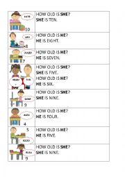 English Worksheet: what is his/her name and how old is he/she
