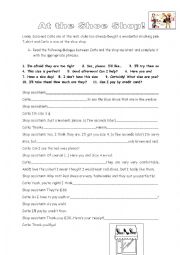 English Worksheet: At the Shoe Shop