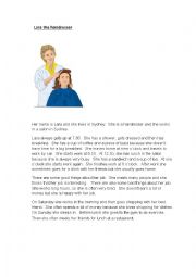 English Worksheet: Lara the hairdresser daily routine