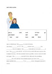 English Worksheet: Lara the hairdresser daily routine cloze