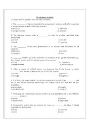 English Worksheet: Vocabulary regarding economy