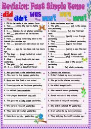 English Worksheet: Revision: Past Simple Tense