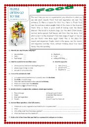 English Worksheet: Food