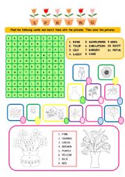 English Worksheet: SPRING  & FLOWERS - WORDSEARCH