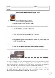 English Worksheet: Special Days Test step 34 : Epiphany and La Befana Festival (Italy)