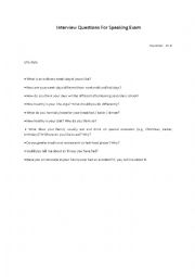 English Worksheet: speaking exam