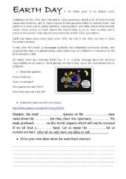 English Worksheet: Earth Day