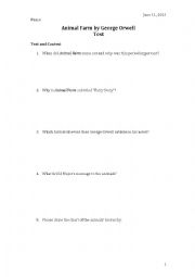 English Worksheet: Animal Farm comprehension-analysis-vocabulary