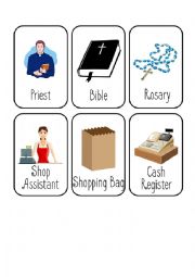 English Worksheet: Jobs Card Game [7/8] [Priest - Shop Assistant - Teacher - Waiter]