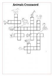 English Worksheet: Animals Crossword