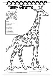 English Worksheet: Funny Giraffe