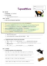 English Worksheet: first conditional, superstitions