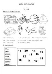 English Worksheet: my toys and numbers 10-20